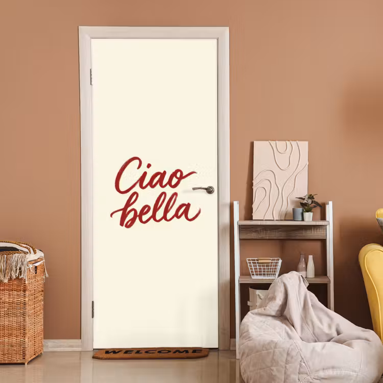 Deursticker - Ciao bella - Rood - Wit - Minimalistisch — 2