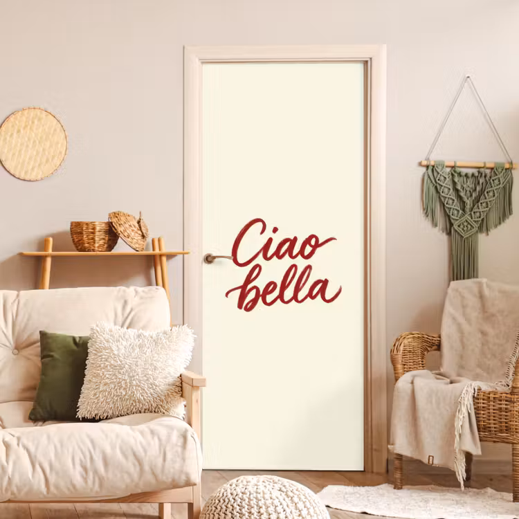 Deursticker - Ciao bella - Rood - Wit - Minimalistisch — 4
