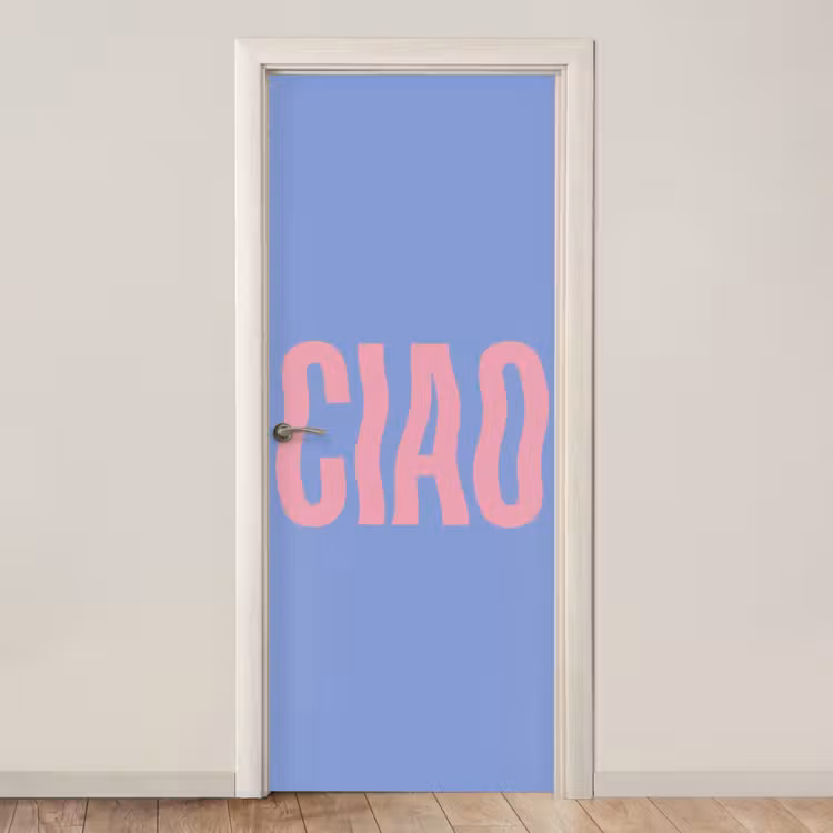 Deursticker - Ciao - Roze - Blauw - Golvend — 1