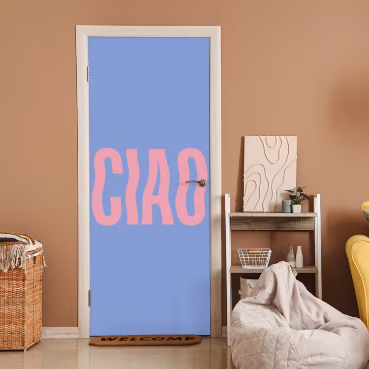 Deursticker - Ciao - Roze - Blauw - Golvend — 2
