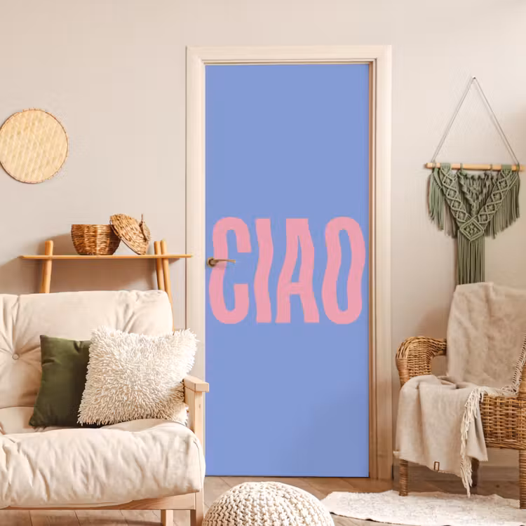 Deursticker - Ciao - Roze - Blauw - Golvend — 4