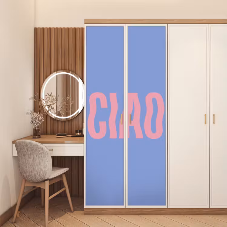Deursticker - Ciao - Roze - Blauw - Golvend — 5