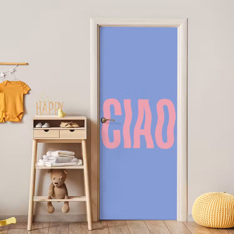 Deursticker - Ciao - Roze - Blauw - Golvend — 6