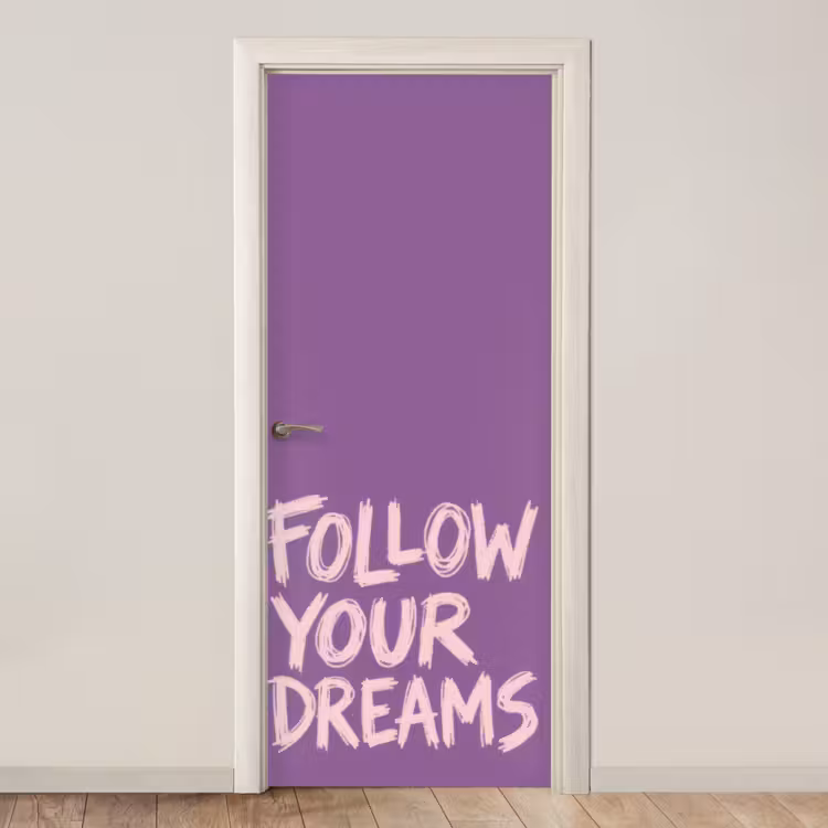 Deursticker - Follow your dreams - Paars - Penseeltextuur — 1