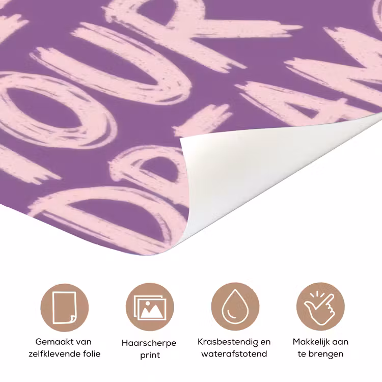 Deursticker - Follow your dreams - Paars - Penseeltextuur — 3