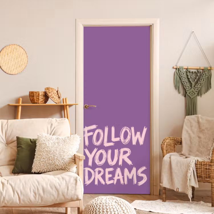 Deursticker - Follow your dreams - Paars - Penseeltextuur — 4