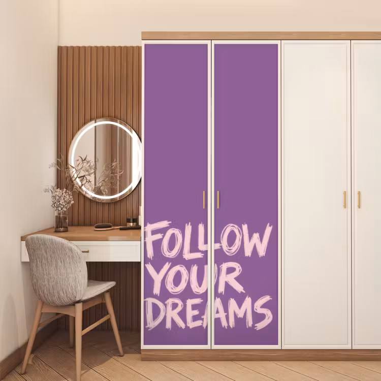 Deursticker - Follow your dreams - Paars - Penseeltextuur — 5