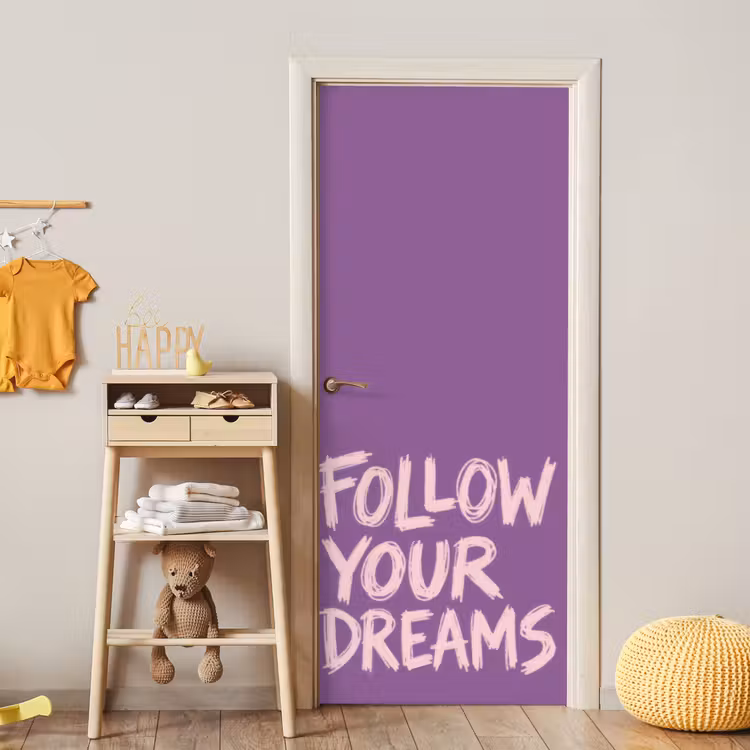 Deursticker - Follow your dreams - Paars - Penseeltextuur — 6