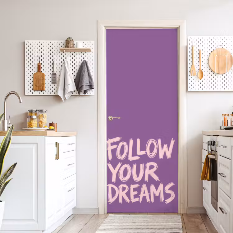 Deursticker - Follow your dreams - Paars - Penseeltextuur — 7