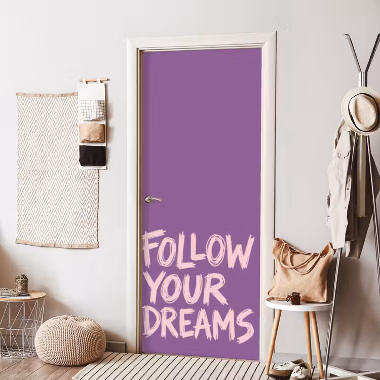 Deursticker - Follow your dreams - Paars - Penseeltextuur — 8