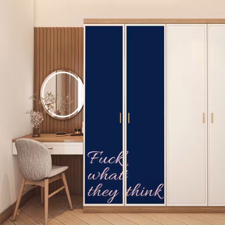 Deursticker - Fuck what they think - Blauw - Cursief — 5