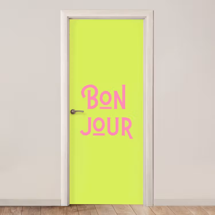 Deursticker - Groen - Roze bonjour - art-deco — 1