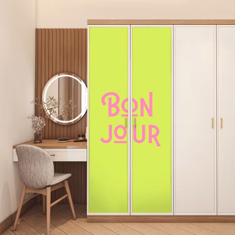 Deursticker - Groen - Roze bonjour - art-deco — 5