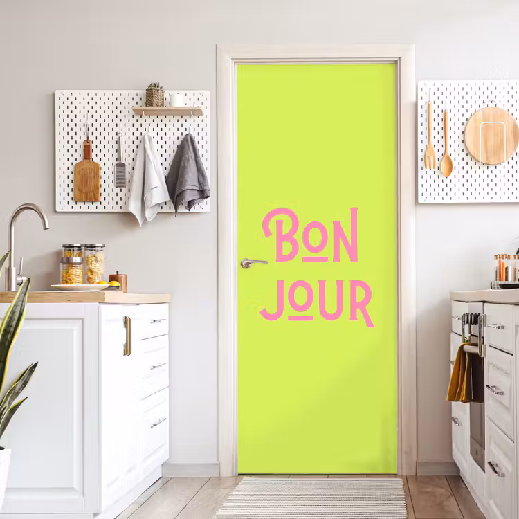Deursticker - Groen - Roze bonjour - art-deco — 7