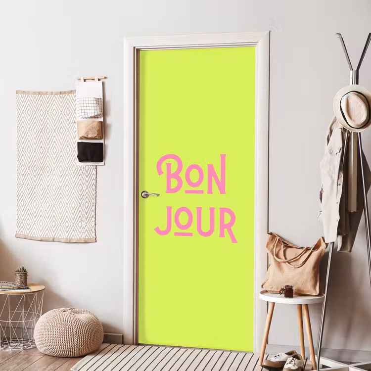 Deursticker - Groen - Roze bonjour - art-deco — 8