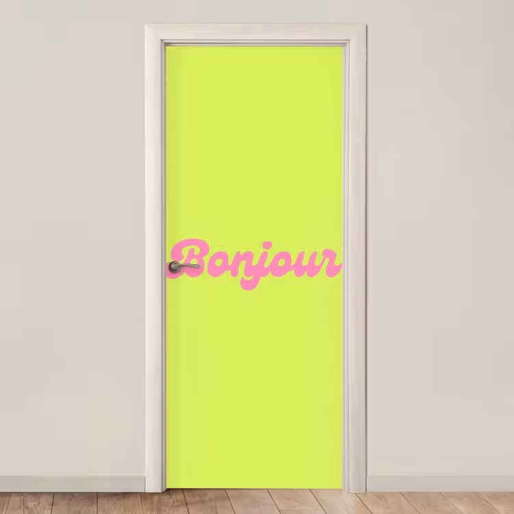 Deursticker - Groen - Roze bonjour - Retro — 1