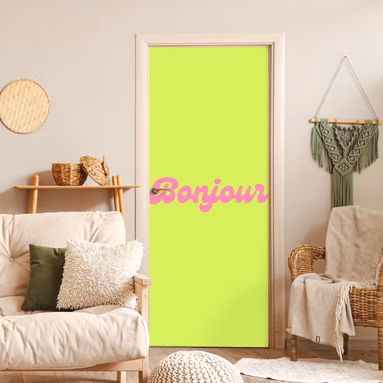 Deursticker - Groen - Roze bonjour - Retro — 4