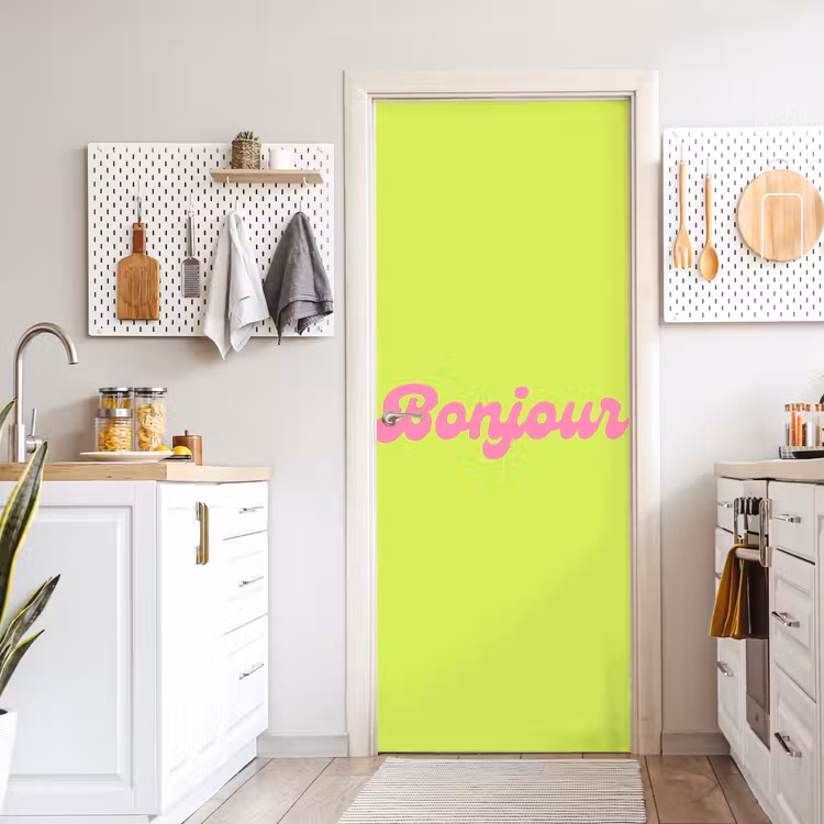 Deursticker - Groen - Roze bonjour - Retro — 7
