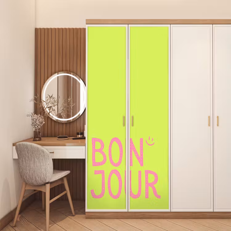 Deursticker - Groen - Smiley - Bonjour - Roze — 5