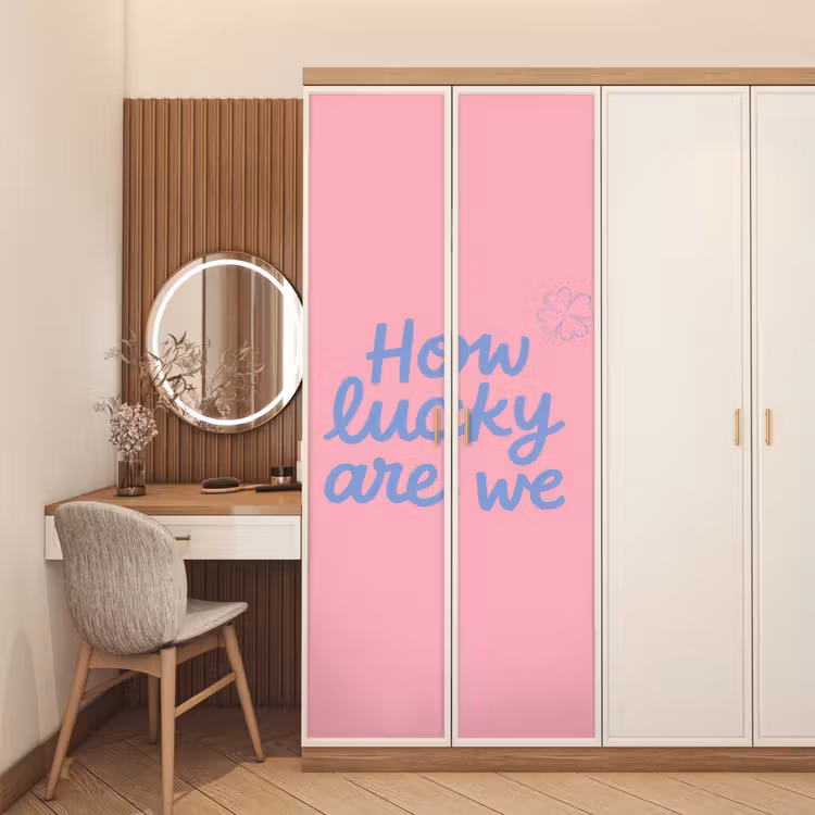 Deursticker - How lucky are we - Klavervier - Roze - Blauw — 5