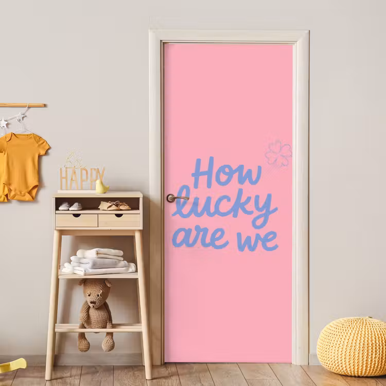Deursticker - How lucky are we - Klavervier - Roze - Blauw — 6