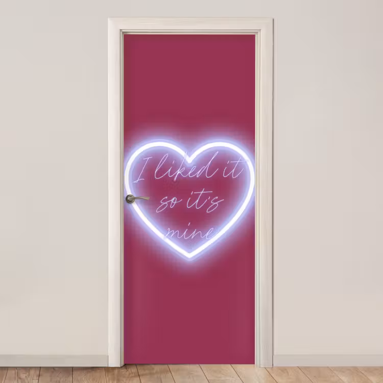 Deursticker - I liked it so it's mine - Neon hart - Roze — 1