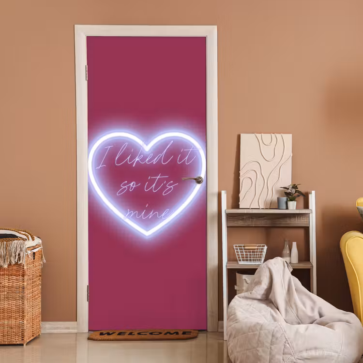 Deursticker - I liked it so it's mine - Neon hart - Roze — 2
