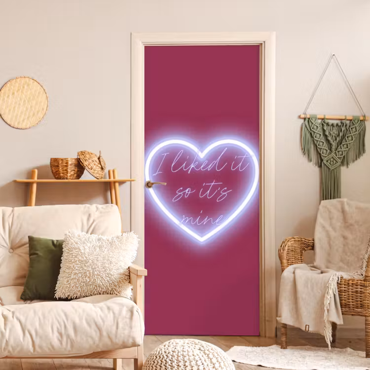 Deursticker - I liked it so it's mine - Neon hart - Roze — 4