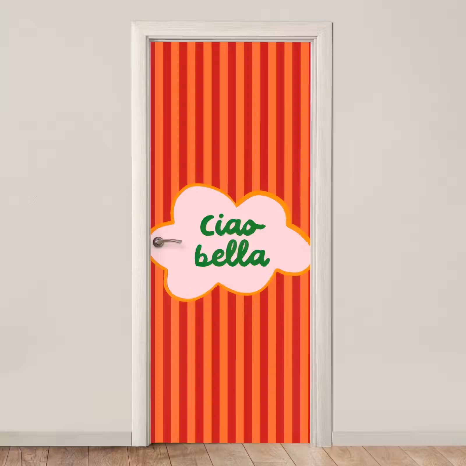 Deursticker - Ciao bella - Tekstwolk - Strepen - Oranje — 1
