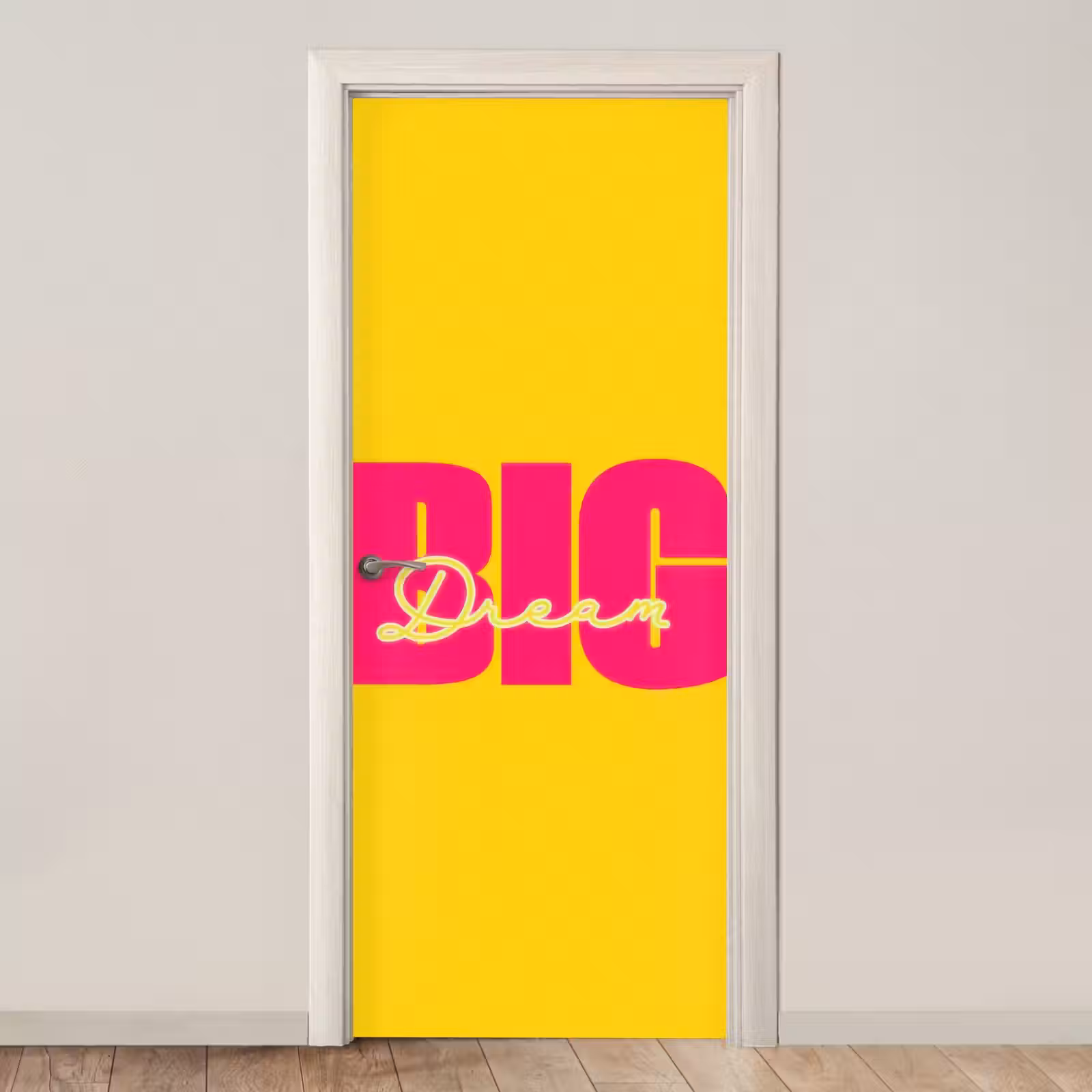 Deursticker - Dream big - Geel - Roze — 1