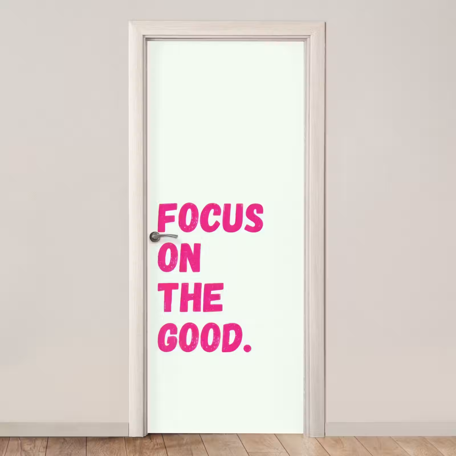 Deursticker - Focus on the good - Beige - Roze — 1