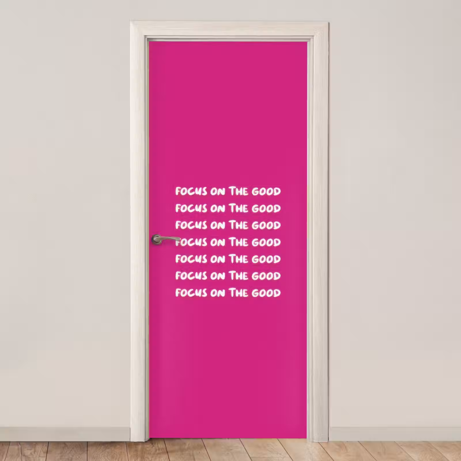 Deursticker - Focus on the good - Roze - wit — 1