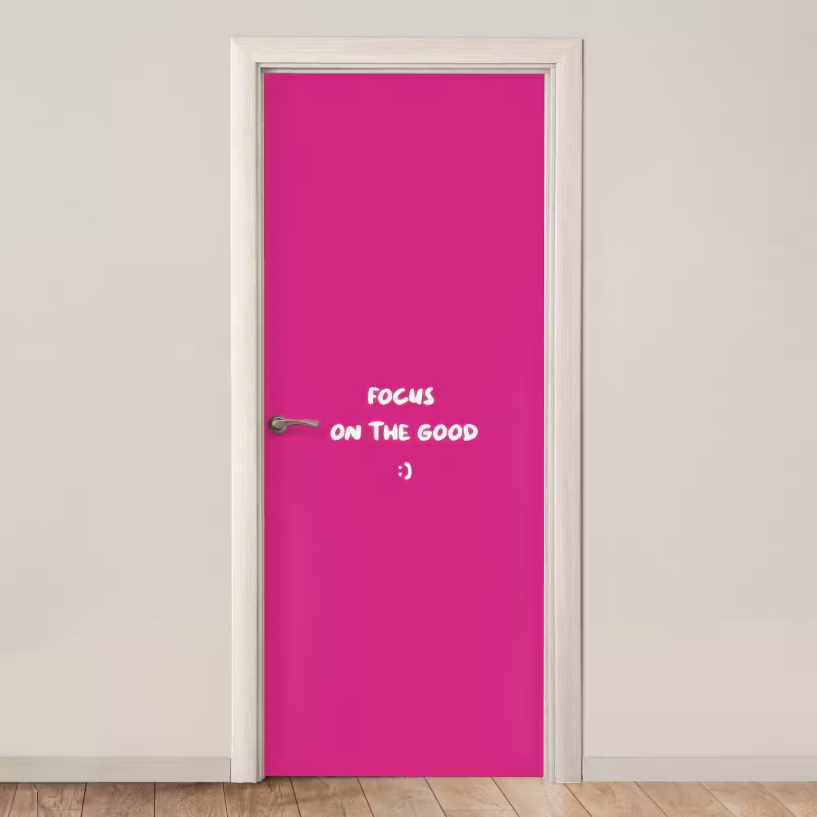 Deursticker - Focus - Smiley - Roze — 1