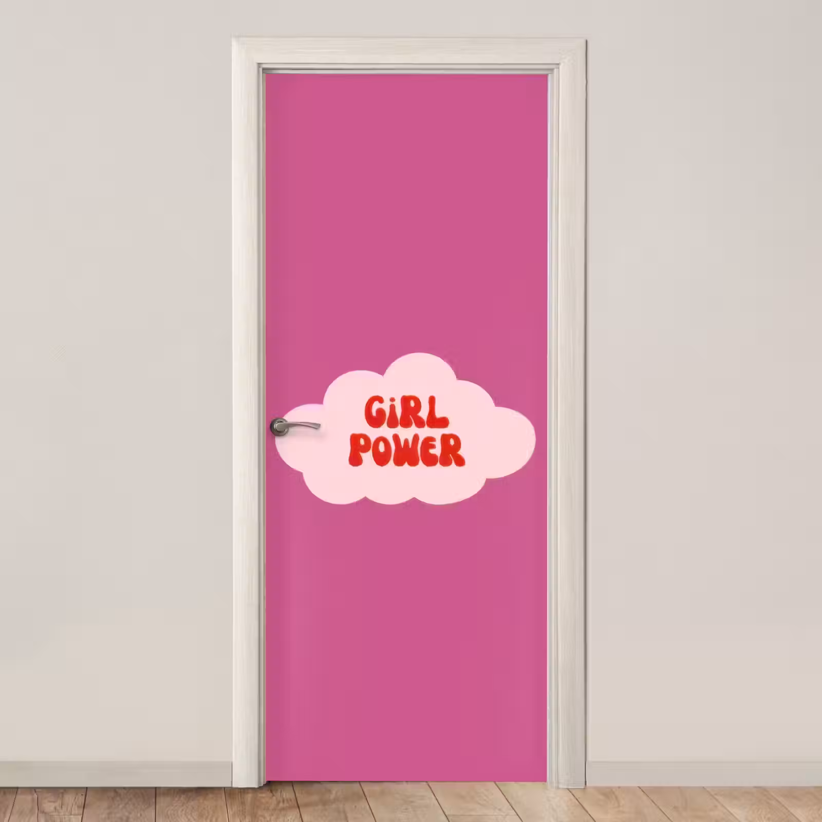 Deursticker - Girl power - Wolk - Roze — 1