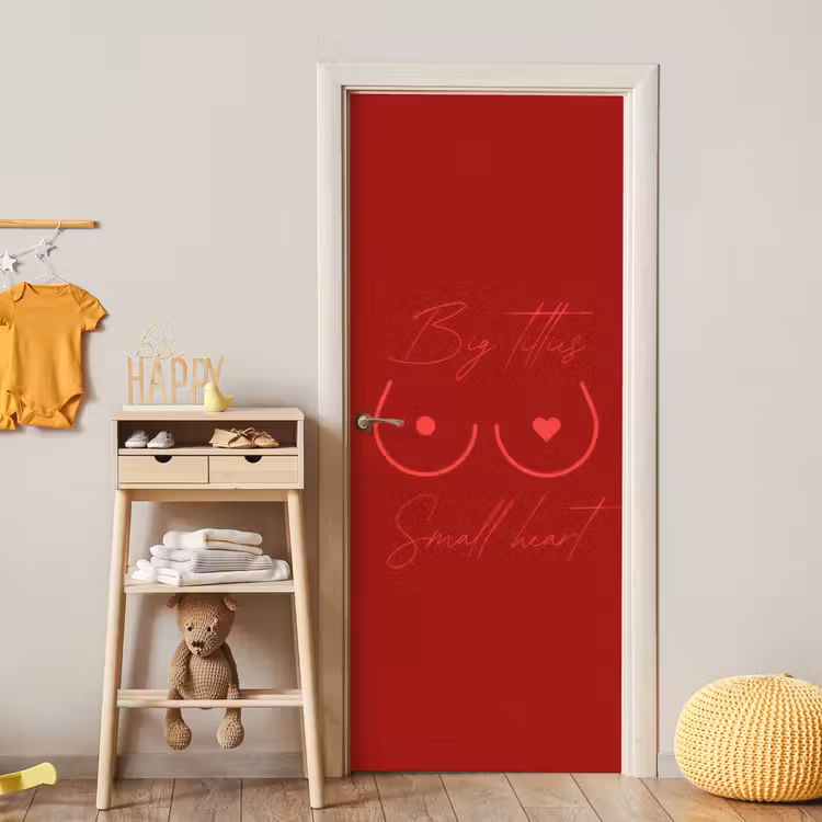 Deursticker - Big titties small heart - Rood - Hart — 6