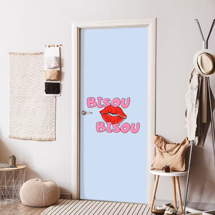 Deursticker - Bisou - Blauw - Roze - Lippen — 8