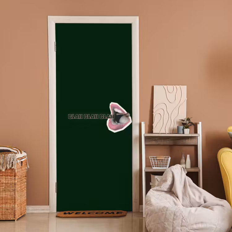 Deursticker - BLAH BLAH BLAH - Mond - Groen — 2