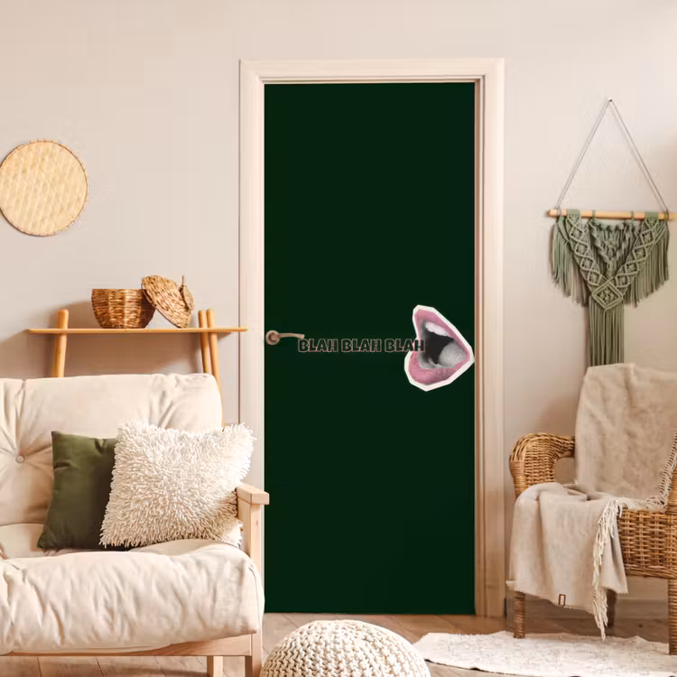 Deursticker - BLAH BLAH BLAH - Mond - Groen — 4