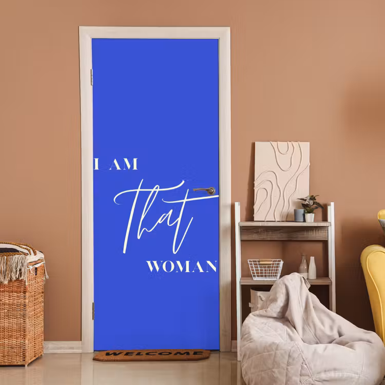 Deursticker - Blauw - I am that woman - Sierlijk - Minimalistisch — 2