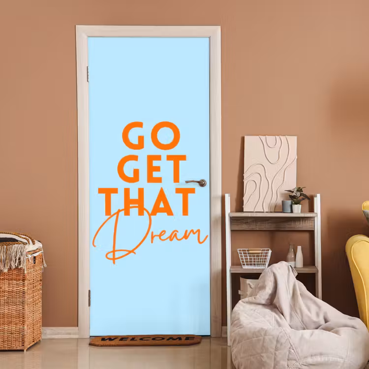 Deursticker - Blauw - Oranje - Tekst — 2