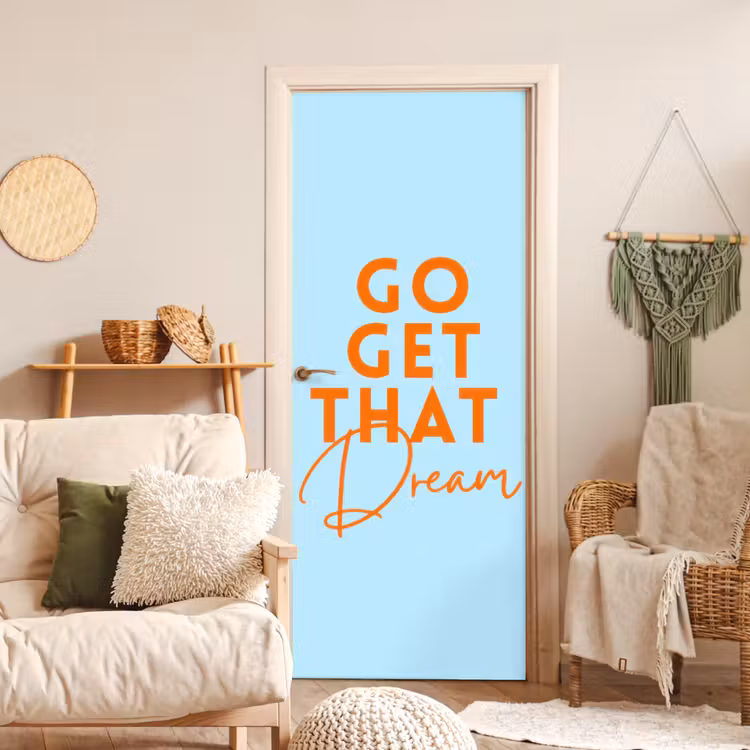Deursticker - Blauw - Oranje - Tekst — 4