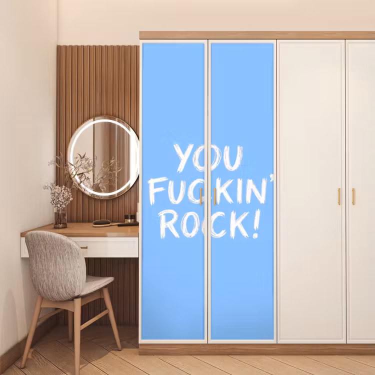 Deursticker - Blauw - Wit - You fuckin rock — 5