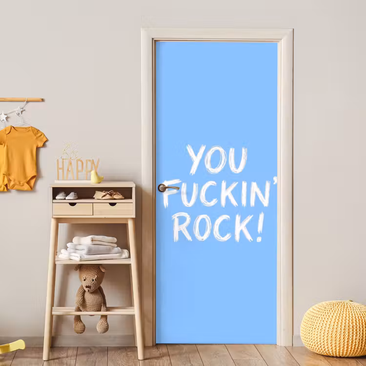 Deursticker - Blauw - Wit - You fuckin rock — 6