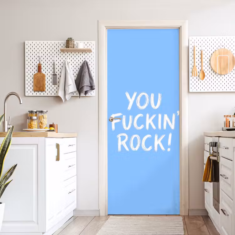 Deursticker - Blauw - Wit - You fuckin rock — 7