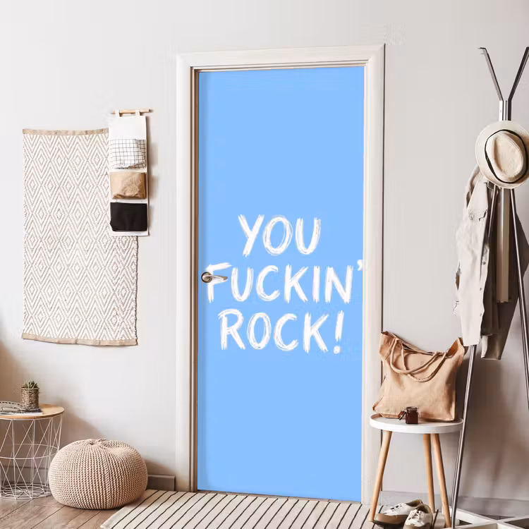 Deursticker - Blauw - Wit - You fuckin rock — 8