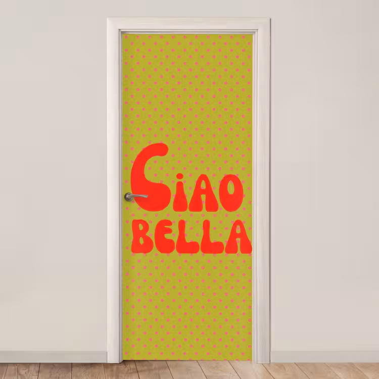 Deursticker - Ciao bella - Rood - Groen - Stippen — 1