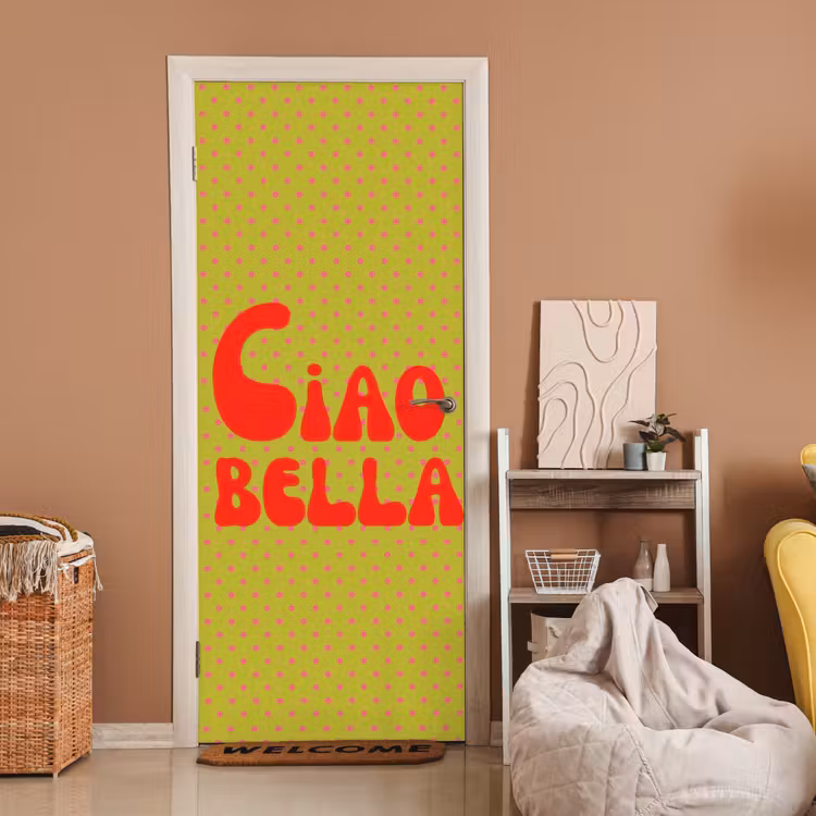Deursticker - Ciao bella - Rood - Groen - Stippen — 2
