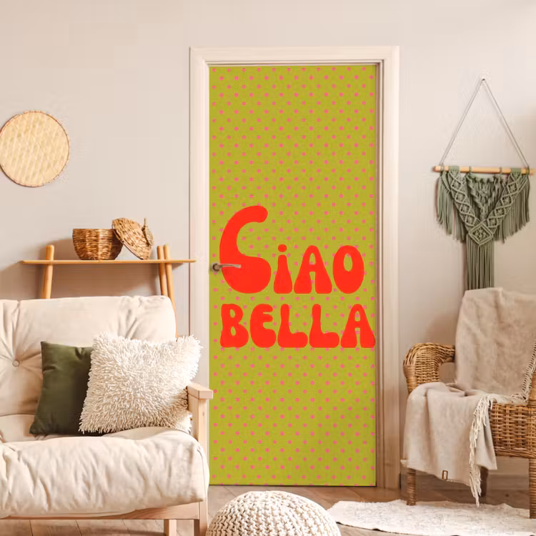 Deursticker - Ciao bella - Rood - Groen - Stippen — 4