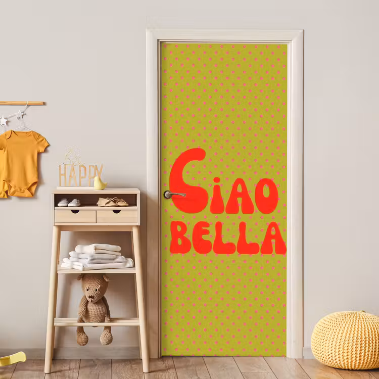 Deursticker - Ciao bella - Rood - Groen - Stippen — 6