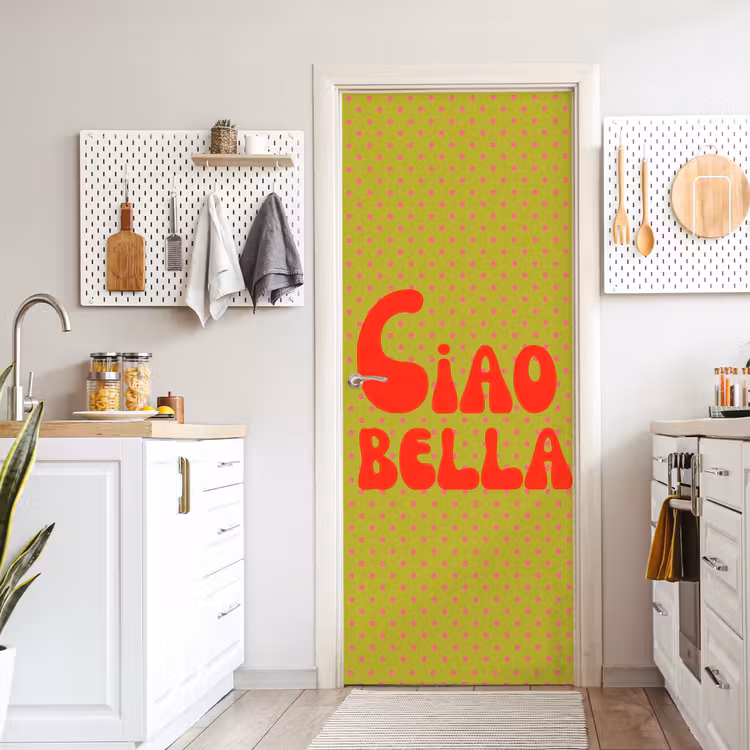 Deursticker - Ciao bella - Rood - Groen - Stippen — 7